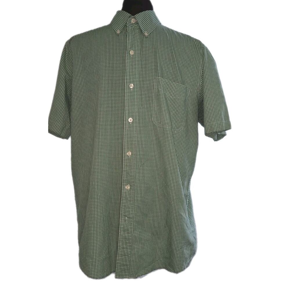 Nice Men's Large Ralph Lauren Chaps Easy Care Green Check Button-Down Medium